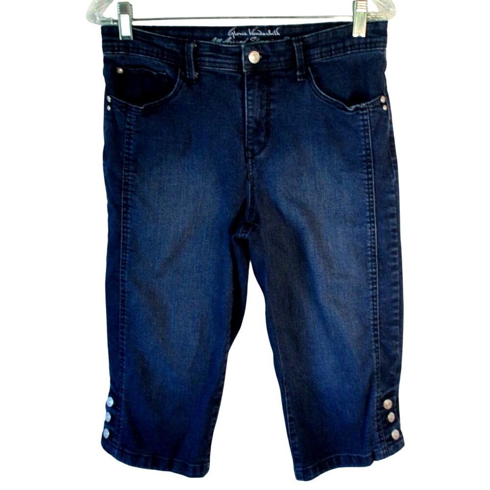 Gloria Vanderbilt Women's Mid Rise Dark Wash Stretch Blue Jean Capri Pant Size 6